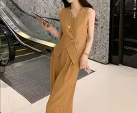 大方得体穿搭一整套休闲时尚气质上班通勤无袖阔腿裤两件套装女夏