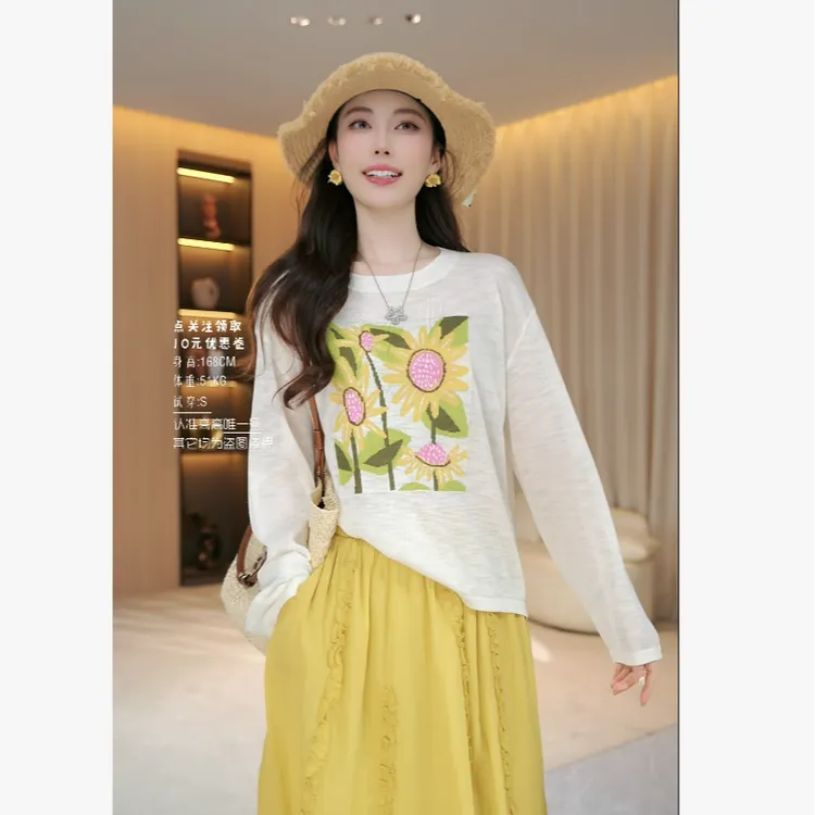 【向阳漫游】初秋新款时尚洋气卡通百搭休闲长袖圆领毛织上衣36111