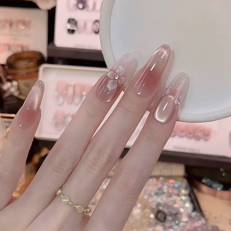 冬日冰冻花 - painted clear bow 纯手工穿戴甲 10片装