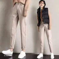 9950裤长93毛呢裤女九分高腰时尚小个子女裤烟管裤休闲裤显瘦百搭