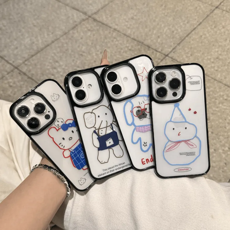 可爱线条厨师KT猫亚克力二合一适用苹果iPhone15/14/16手机壳防摔