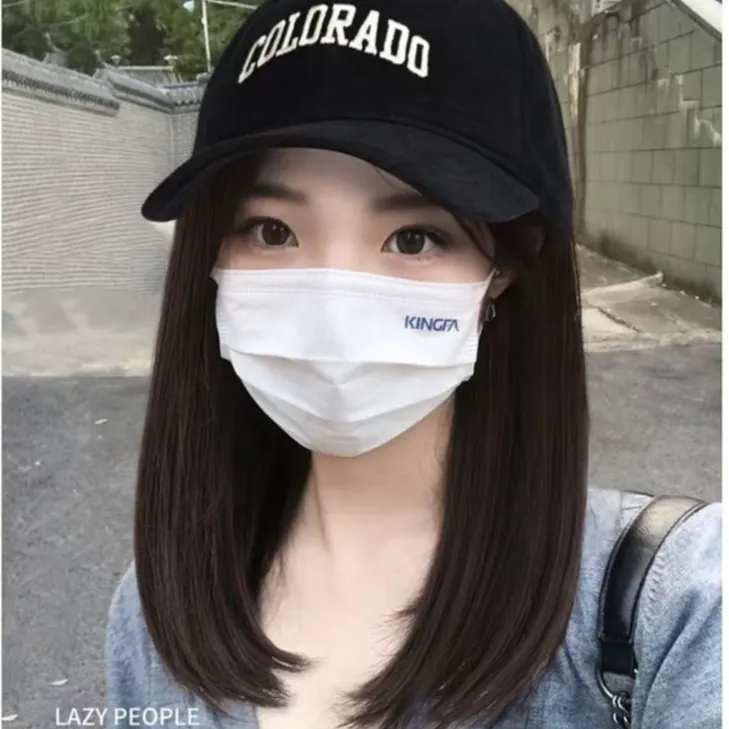 帽子假发女长发一体全头套式棒球帽自然仿真发短直发卷发假发帽