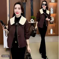 秋季新款娃娃领高级感洋气减龄气质休闲夹克外套8969#