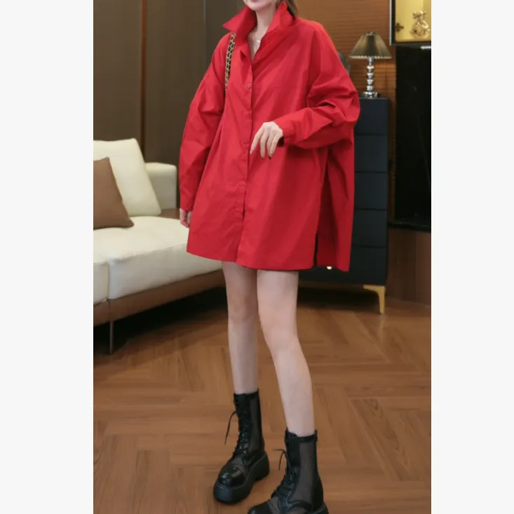 【鑫雷】早秋新款宽松衬衫休闲长款秋季百搭衬衫29081