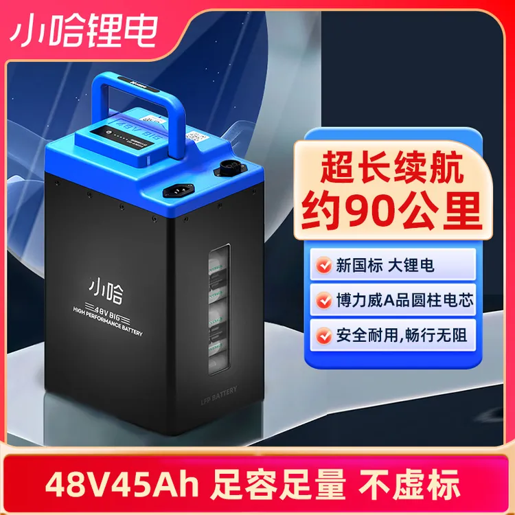 小哈电动车锂电池48V45AH磷酸铁锂外卖大容量电瓶车电池
