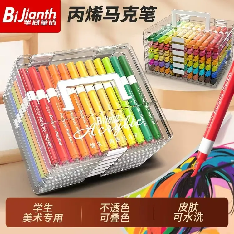 可水洗丙烯马克笔软头儿童小学生美术专用不透色可叠色画画笔商品图