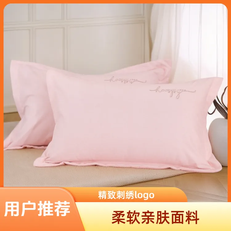 枕套纯色磨毛加厚双人绣花枕四季通用成人刺绣宿舍家用百搭时尚