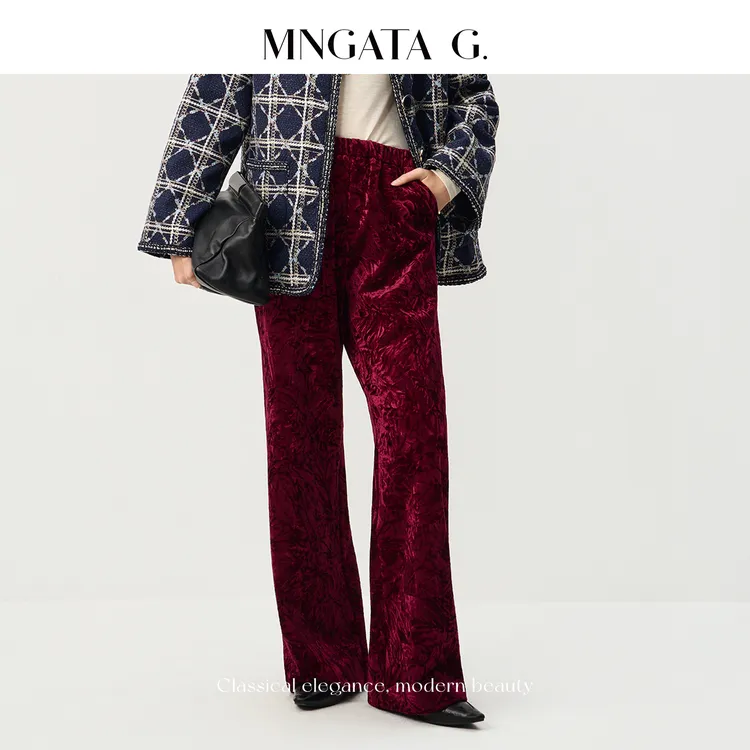MNGATA G.宫小妍【加绒钻石绒】水貂毛新中式中国风秋冬裤子5090169