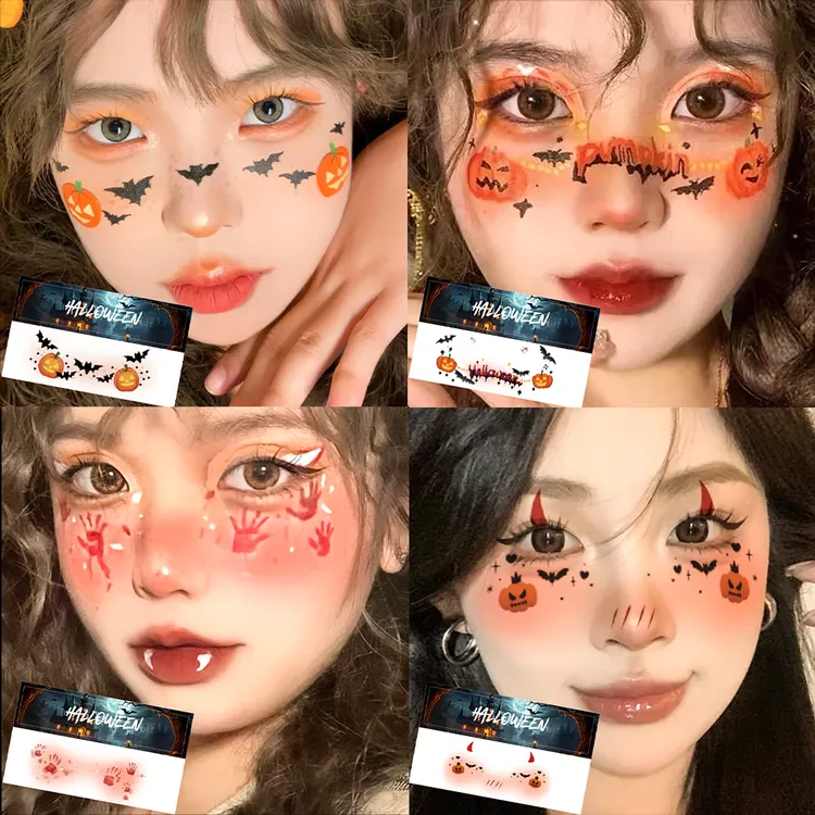 高颜值万圣节妆容纹身贴防水防汗持久逼真cos酷帅角色派对拍照用