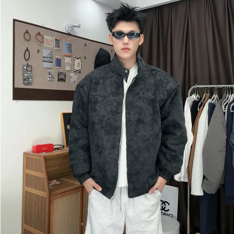 美式复古休闲高级感飞行夹克外套港风PU皮衣男翻领皮衣外套男