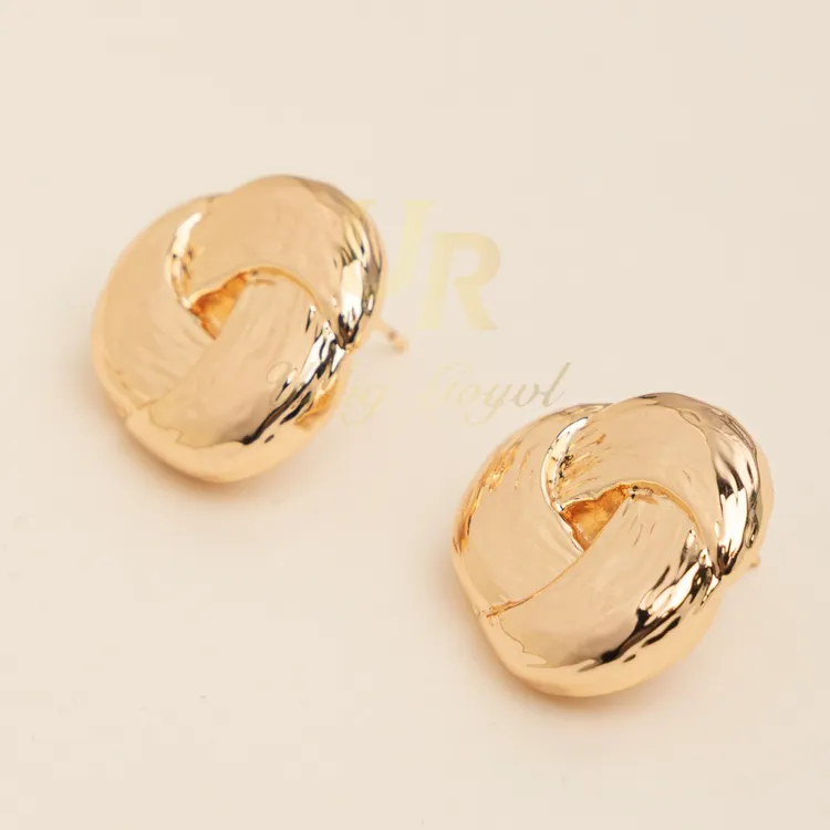 合金锆石耳饰 27-【顺丰包邮-无运费险】摩登老钱 玫瑰金色耳饰