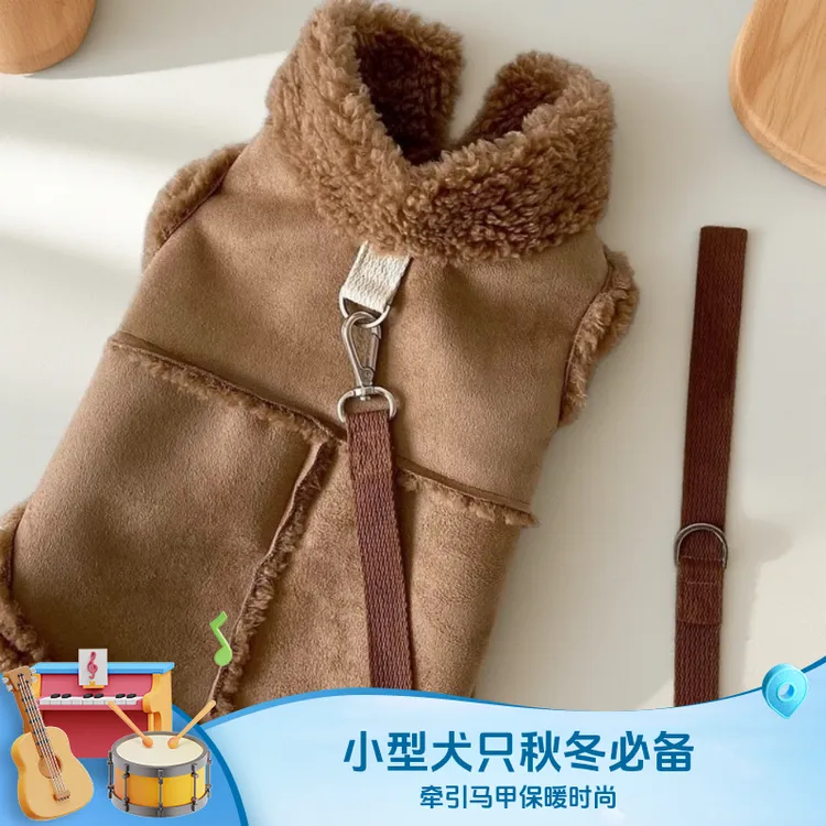 宠物秋冬装泰迪比熊博美猫咪秋季狗狗衣服小型幼犬可牵引保暖马甲