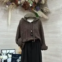 【午后咖啡】复古慵懒风软糯显瘦帽衫毛衣-8308