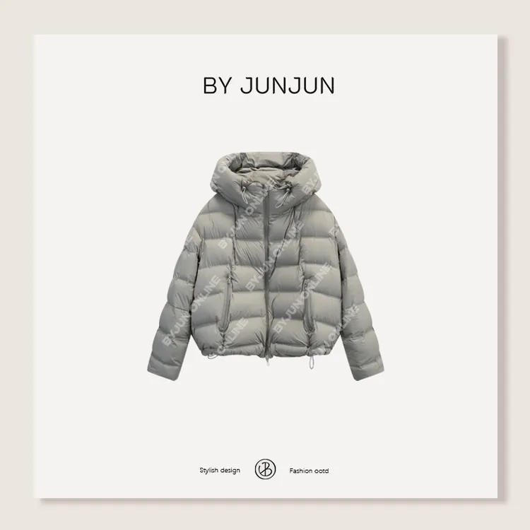 ByJunjun灰排骨 轻柔排骨羽绒服冬季保暖90白鸭绒外套