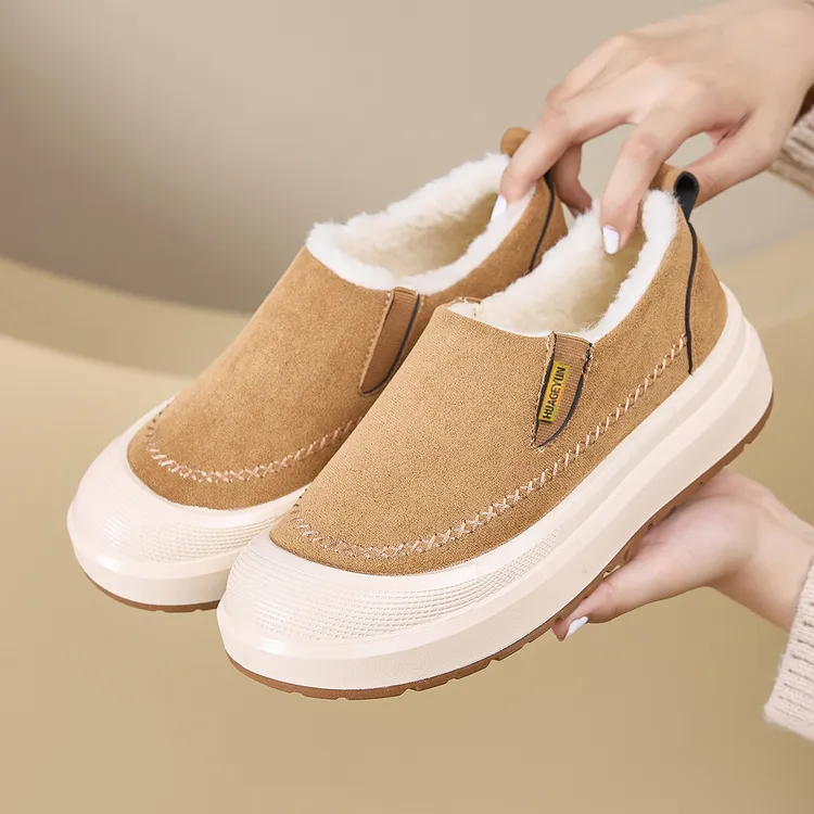 男女同款绵羊毛厚底雪地靴冬季新款加绒保暖增高舒适休闲鞋