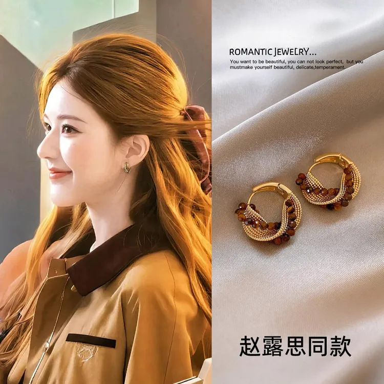 合金耳饰 赵露思同款美拉德圈圈耳环女2025新款爆款高级感耳圈