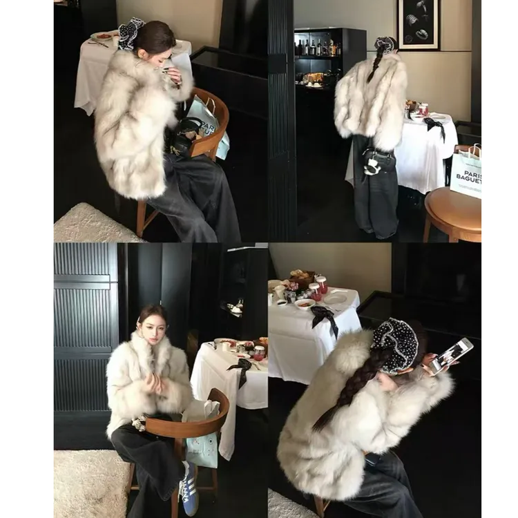 韩系ins风短款毛毛外套保暖时尚