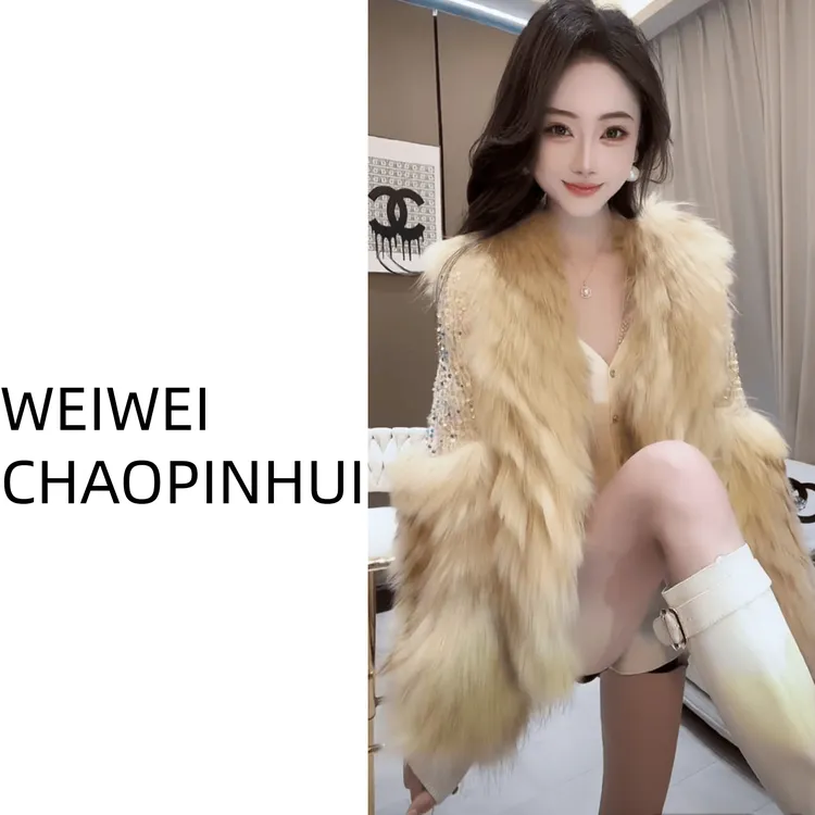 意模【薇薇高级欧货】秋冬新款减龄气质轻奢重工亮片外套 -61070697