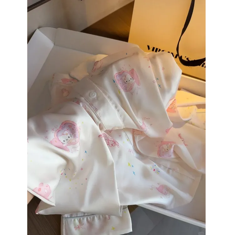 天使kitty2025年新款冰丝薄款睡衣女款春夏季套装家居服可外穿