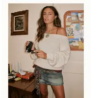 Hollister25秋冬新款蝙蝠袖一字肩露肩针织毛衣女装350-5072