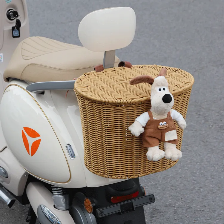  雅迪Q50电动车后置车筐带盖大容量摩登光芒改造装饰挂包篮放头盔