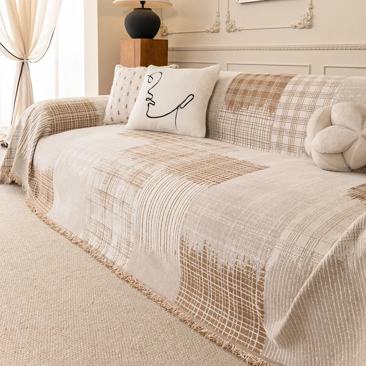浅纹时光雪尼尔沙发巾