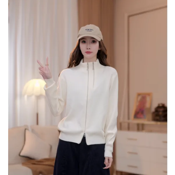 马克华菲女装秋冬双拉链安迪绒开衫内穿上衣F53004A692 aa