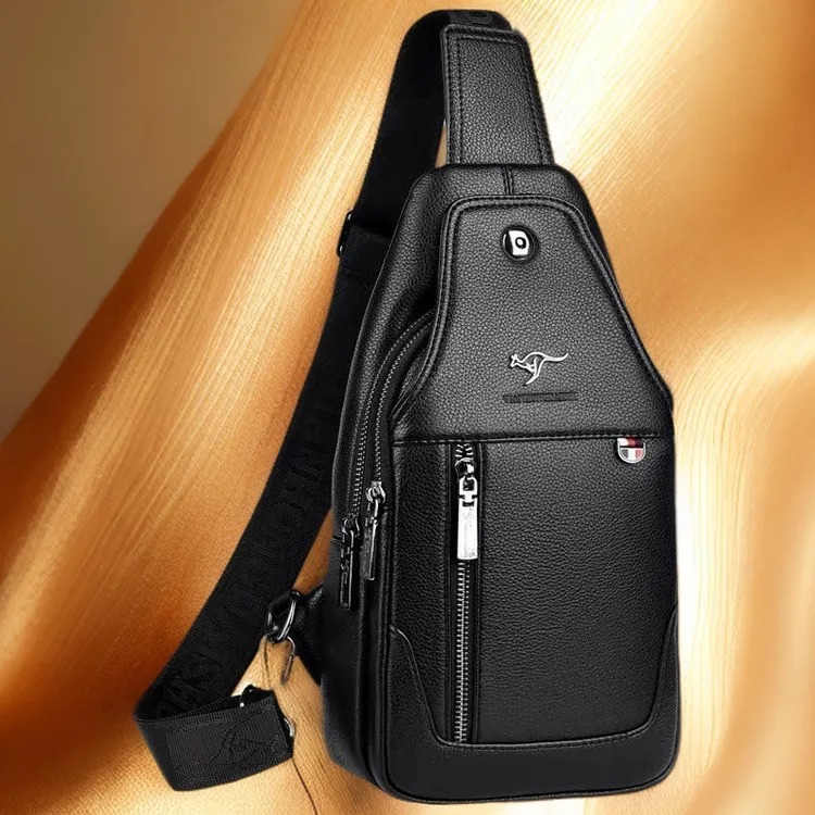 2025新款牛皮大容量男士胸包单肩包斜挎包轻便真皮胸前包潮斜肩包
