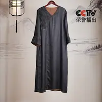 萧娘【竹海】纱罗香云纱新中式桑蚕丝连衣裙中国风1368