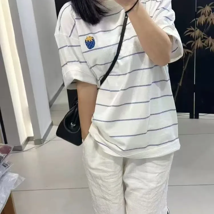 Lusuxing买手店8on8 2025夏季舒适休闲条纹短袖T现货S