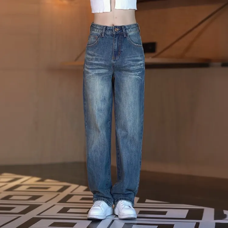 美式新品怀旧男士牛仔裤秋冬重磅水洗复古长裤潮牌百搭宽松休闲裤