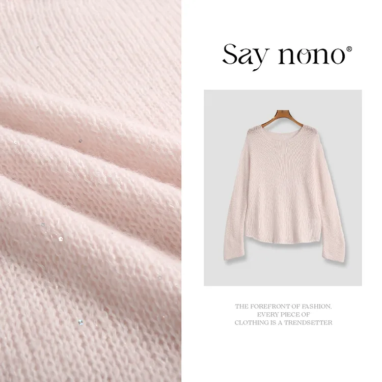 懒猫nono│Saynono 羊绒珠片混纺宽松针织衫/XXND25206MS