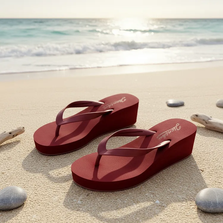 人字拖耐磨高跟拖鞋夏沙滩夹脚防滑凉鞋尖头防水台通勤网红女士