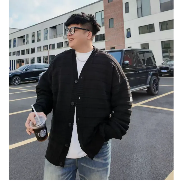 【横条毛衣开衫】秋款冬款大码男装冬季潮毛衫斤简潮毛衣外套99010