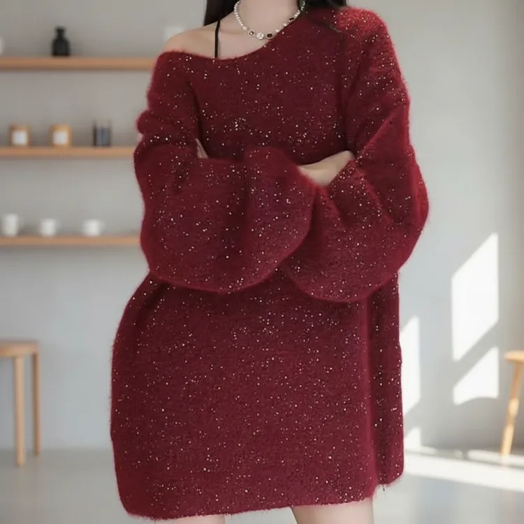 时尚潮流穿搭高级感气质针织衫毛衣女秋冬新款韩系宽松慵懒风上衣