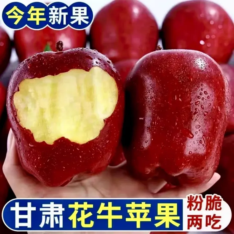 【粉脆两吃】甘肃高原花牛苹果新鲜当季水果酥脆多汁净重4.5斤包邮