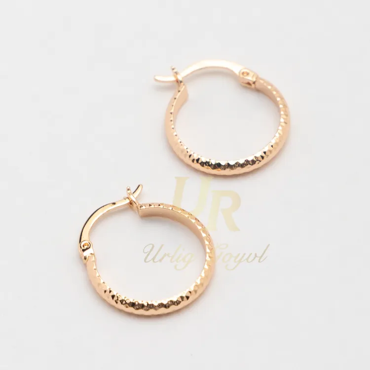 合金锆石耳饰 3-【顺丰包邮-无运费险】φ1.7 磨砂小圈玫瑰金色耳饰