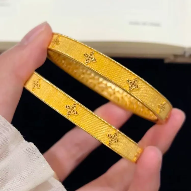 铜合金手镯 丝绒织锦四叶草手镯 · 宫廷风精致轻奢拉丝闭口镯子