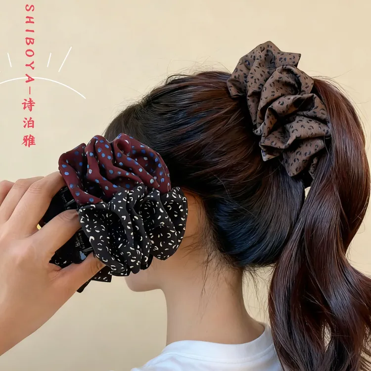 诗泊雅 · 雾光丝缎系列 复古波点/豹纹发夹丸子夹