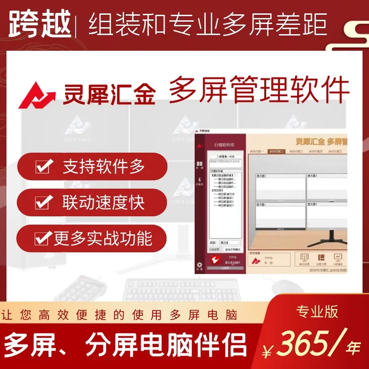 灵犀汇金多屏管理系统多屏联动软件一屏分多屏四屏六屏电脑软件