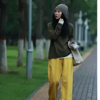【那尚新品】秋冬新款慵懒风显瘦阔腿卫裤