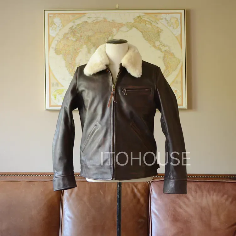 ITOHOUSE出品 意大利植鞣牛皮手工擦染1930'S毛领子版本