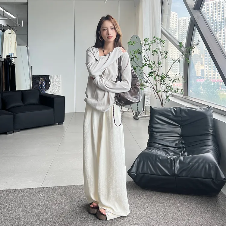 白色阔腿裤女夏季新款灯笼裤高腰宽松大裤脚休闲裤直筒垂感拖地裤