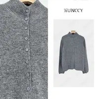 JIUNCCY【篇章】全羊毛立领排扣气质百搭针织开衫毛衣 42ZZ199