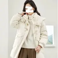 高级感连帽中长款羽绒服冬季时尚加厚气质外套8229