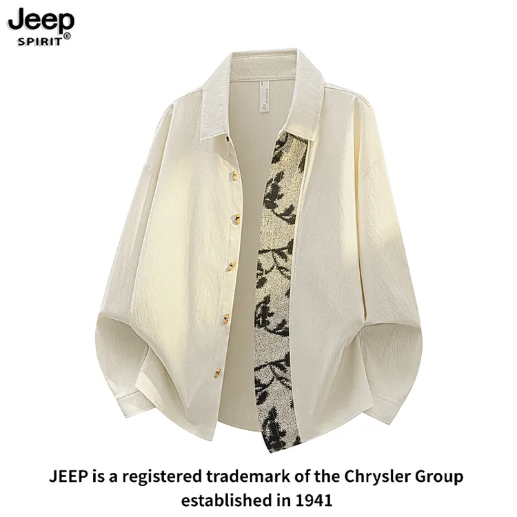 JEEPSPIRIT吉普秋冬季新款男士潮流百搭通勤新中式宽松长袖衬衫