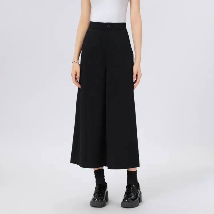 GIRDEAR/哥弟女装经典招牌四面弹简约百搭显瘦松紧阔腿裤110035