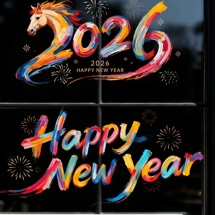 2026新年过年玻璃装饰窗花贴福字静电贴乔迁新居氛围静电贴不留胶