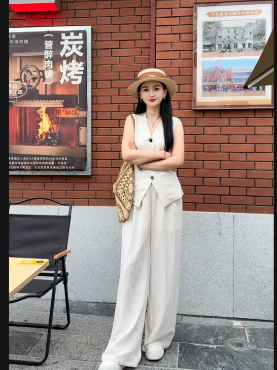 队队定制~【罗马假日】高定老钱风套装薄款气质马甲阔腿裤两件套