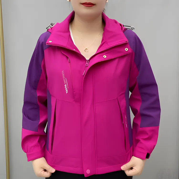 拼色冲锋衣保暖透气中老年妈妈春装外套时尚春游五一旅游出街衣服